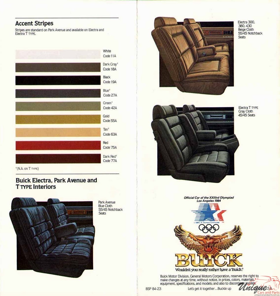 1985 Buick Electra Exterior Paint Chart Page 1